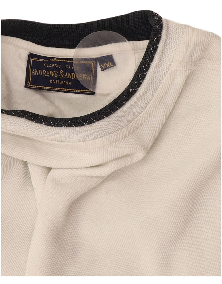 Felpa da uomo vintage maglione 2XL cotone bianco