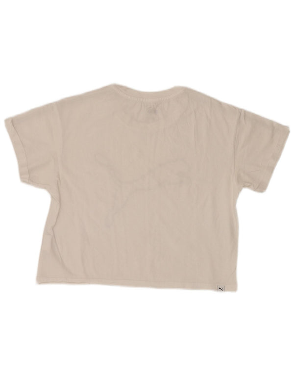 T-shirt grafica corta da donna Puma UK 10 piccola in cotone bianco