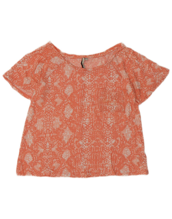 Calvin Klein Jeans Camicetta da donna Top UK 10 Small Arancione Cotone geometrico