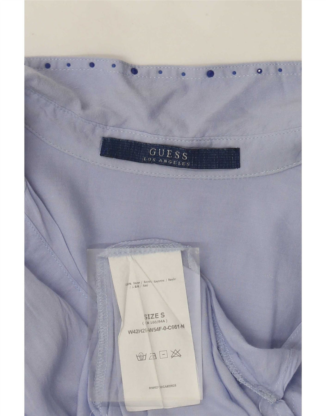 Guess - Top tunica oversize da donna con maniche a 3/4, UK 10, piccolo rayon maculato blu