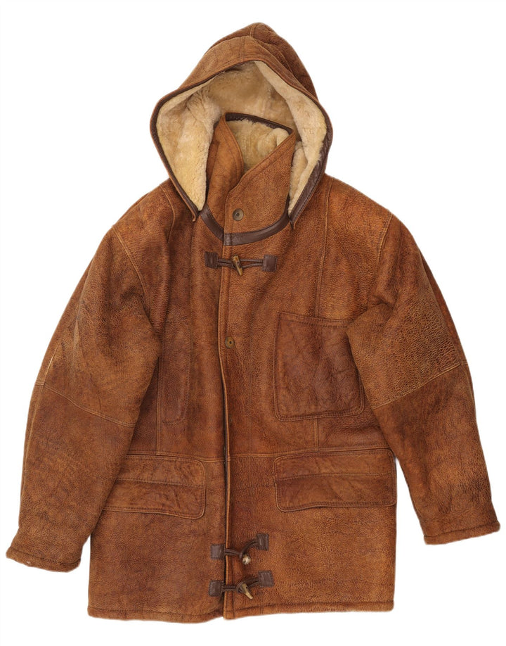 Giubbotto in montone con cappuccio da uomo VINTAGE IT 50 Shearling grande marrone