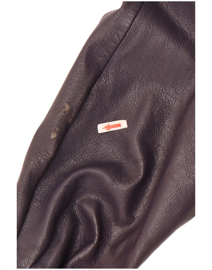 Giacca blazer in pelle vintage da donna a 2 bottoni UK 8 piccola viola