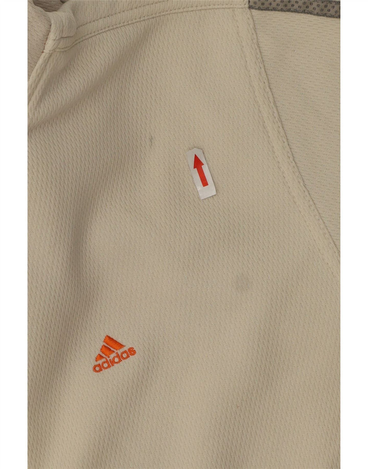 Felpa con cappuccio da uomo Adidas con zip e collo, poliestere bianco medio