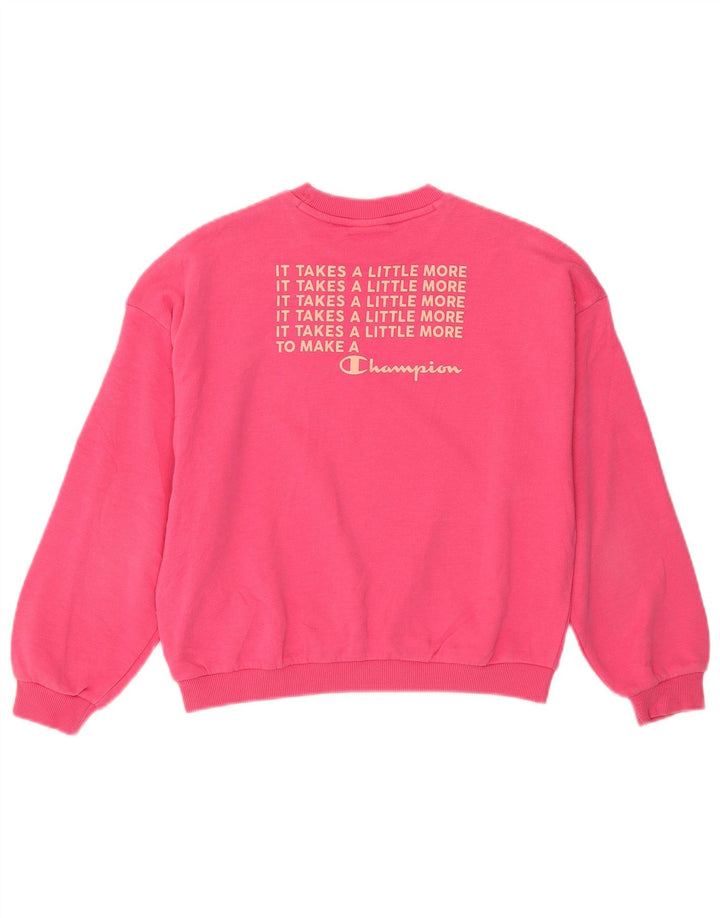 Felpa grafica per ragazze Champion, maglione, 9-10 anni, cotone rosa medio