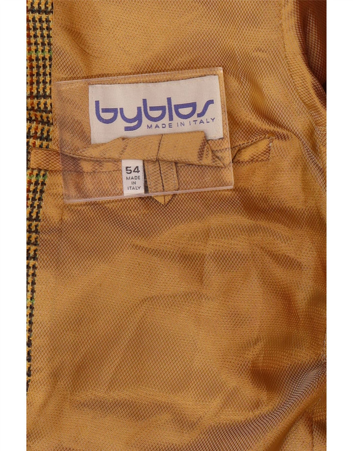 BYBLOS Giacca blazer da uomo a 3 bottoni IT 54 2XL Pied de poule giallo