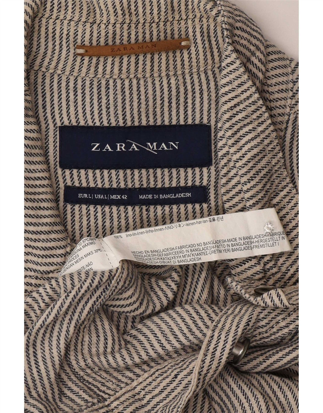 Giubbotto bomber da uomo Zara UK 40 grande lino gessato grigio