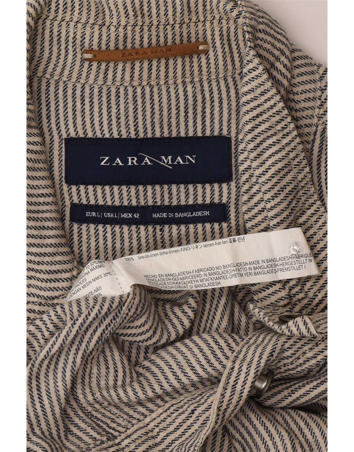Giubbotto bomber da uomo Zara UK 40 grande lino gessato grigio