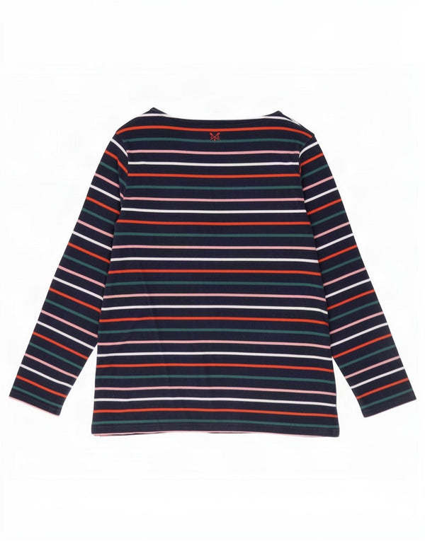Crew Clothing Top da donna a maniche lunghe UK 12 Medio cotone a righe blu navy