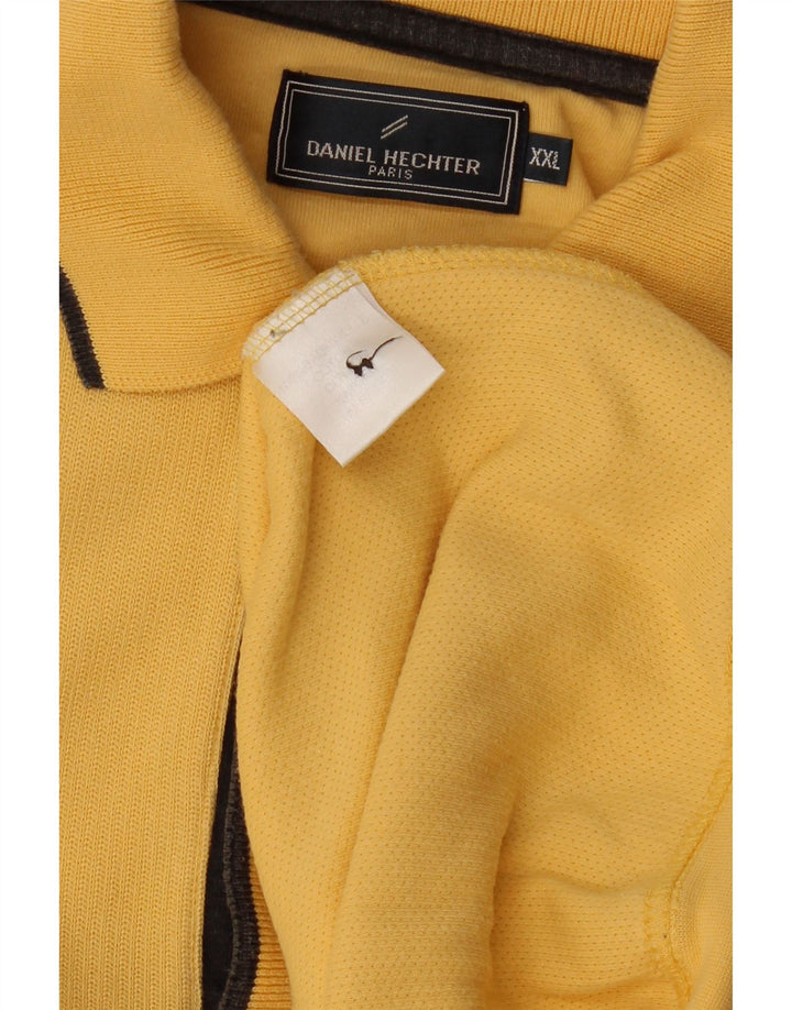 DANIEL HECHTER Mens Polo Neck Jumper Sweater 2XL Yellow Cotton