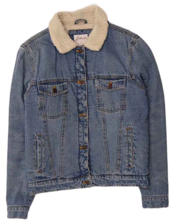 Giacca in denim Sherpa oversize da donna Flatbush UK 10 Small Poliestere blu