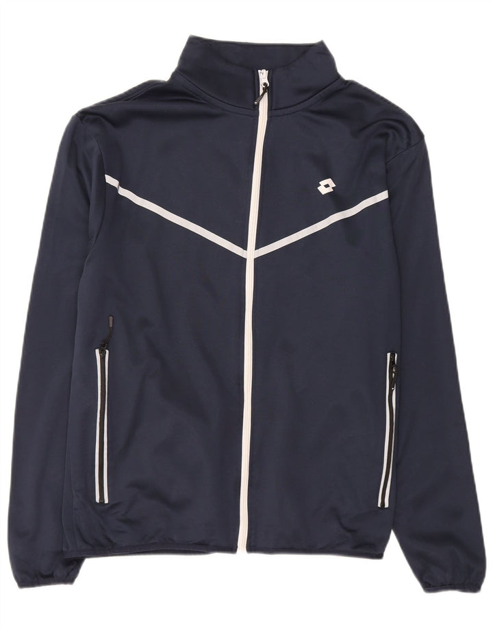 LOTTO Womens Tracksuit Top Jacket UK 16 Large Navy Blue Polyester