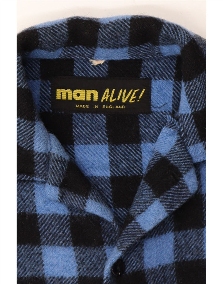 VINTAGE Mens Bomber Jacket UK 38 Medium Blue Check Vintage Vintage and Second-Hand Vintage from Messina Hembry 