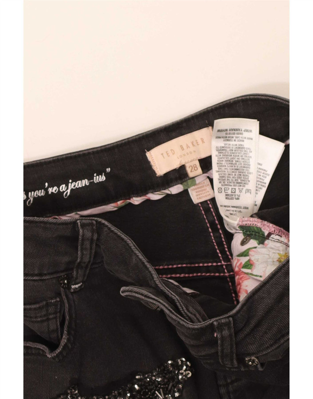 Jeans slim invecchiati da donna Ted Baker W28 L28 cotone nero