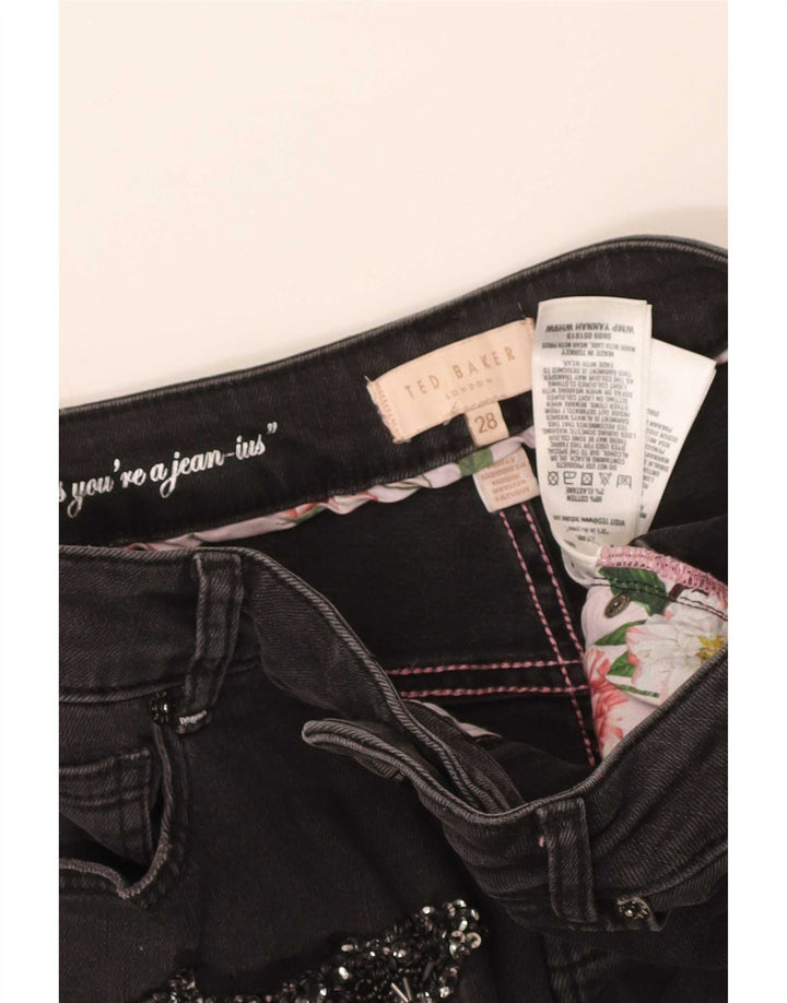 Jeans slim invecchiati da donna Ted Baker W28 L28 cotone nero