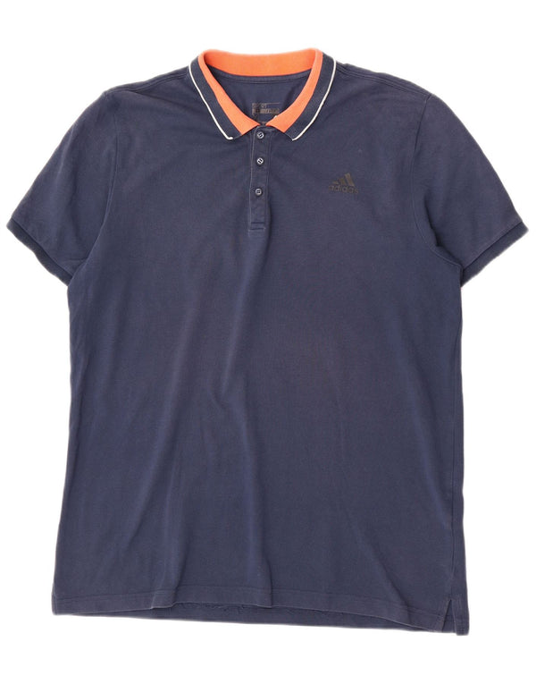 Polo Adidas Climalite da uomo XL in cotone color block blu navy