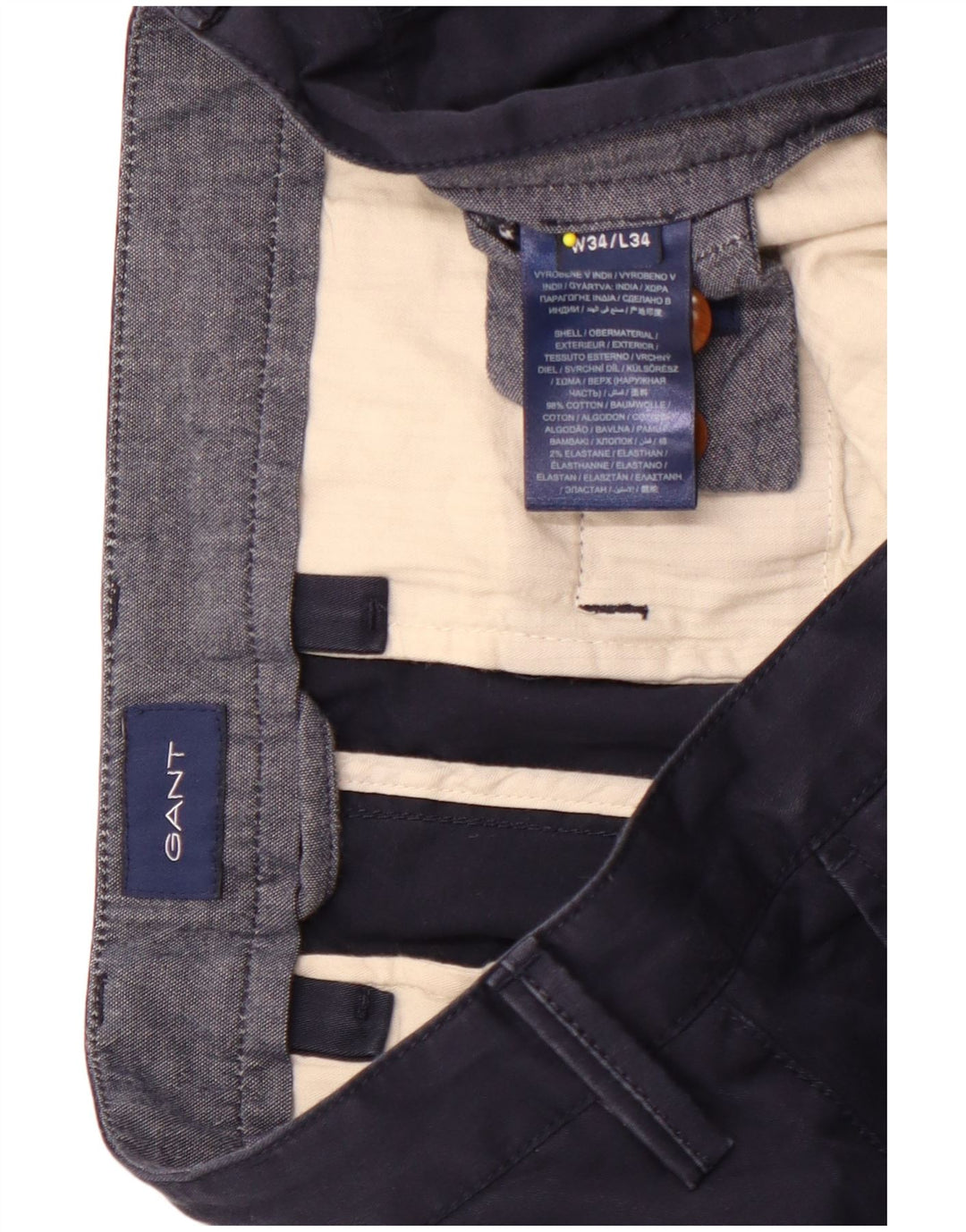 Pantaloni chino dritti da uomo Gant W34 L34 cotone blu navy