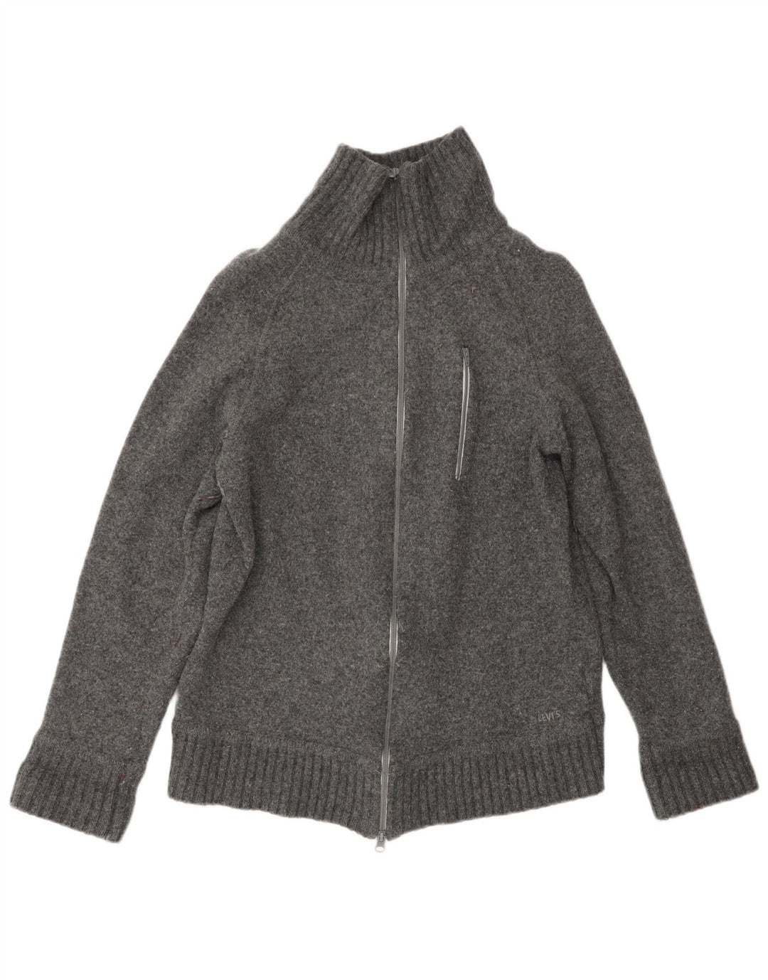 Maglione cardigan da donna LEVI'S UK 14 Lana d'agnello grigia grande
