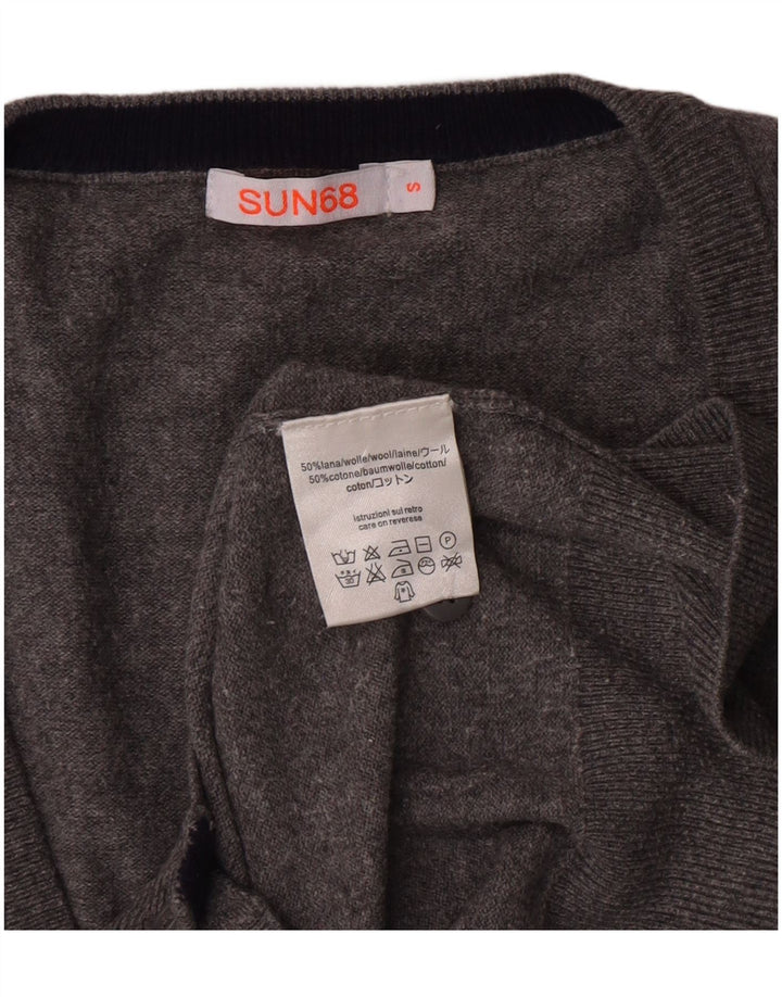Maglione cardigan grafico da uomo SUN68 piccolo in lana grigia