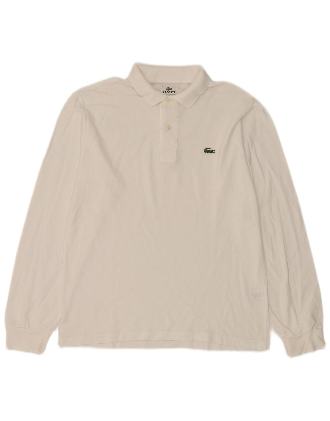 Polo LACOSTE da uomo a maniche lunghe taglia 3 piccola in cotone bianco