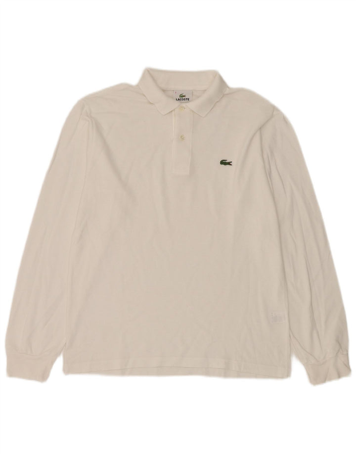 Polo LACOSTE da uomo a maniche lunghe taglia 3 piccola in cotone bianco