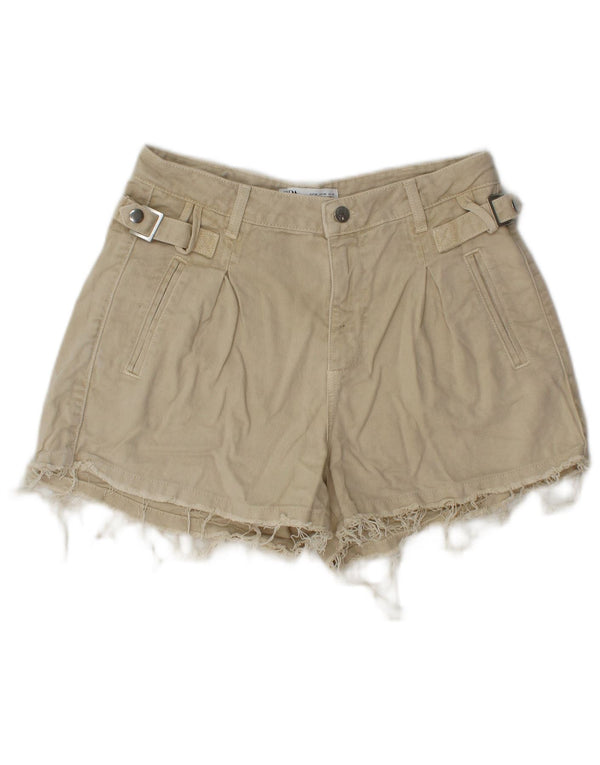 Pantaloni caldi in denim da donna Zara EU 38 piccoli W28 cotone beige