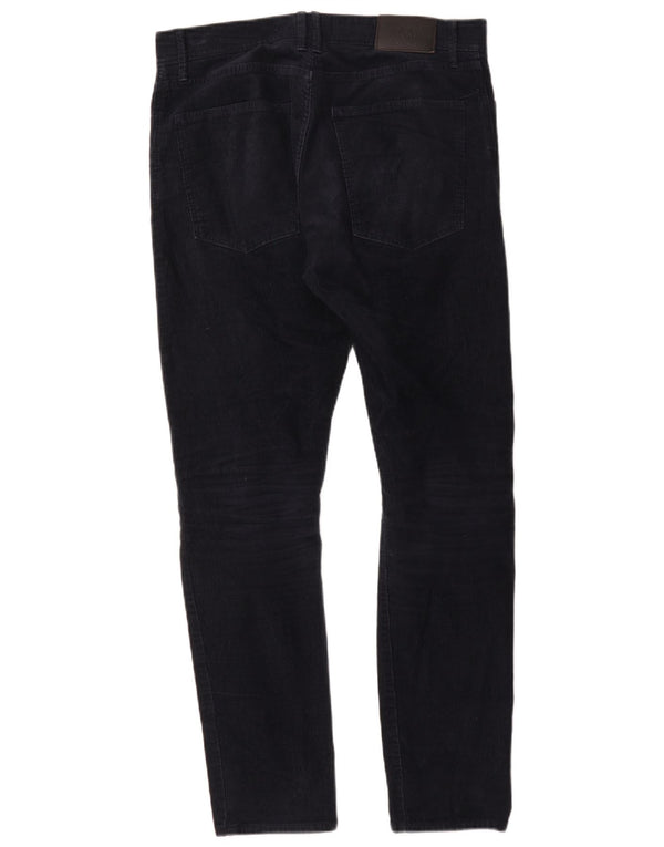 Pantaloni da uomo slim fit in velluto a coste Marks & Spencer W32 L31 cotone blu navy