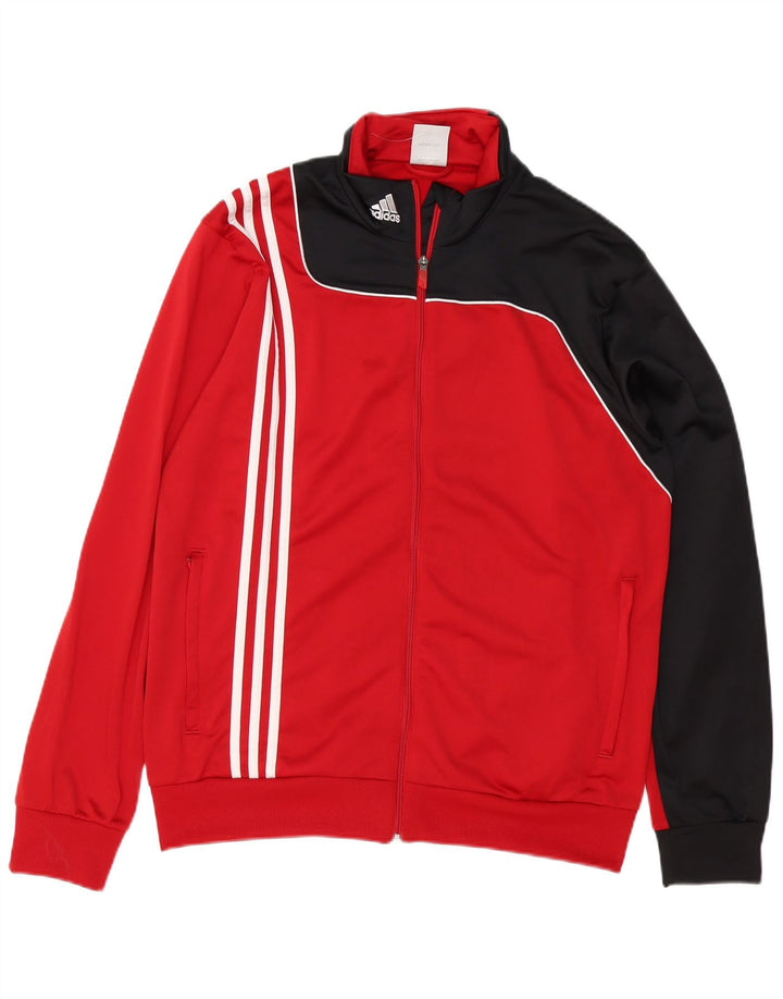 Giacca da tuta da uomo Adidas UK 44/46 Large Rosso Colourblock Poliestere