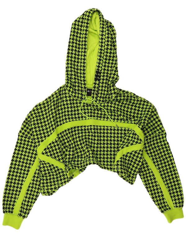 Maglione con cappuccio corto da donna Adidas Ivy Park UK 12/14 pied de poule verde medio