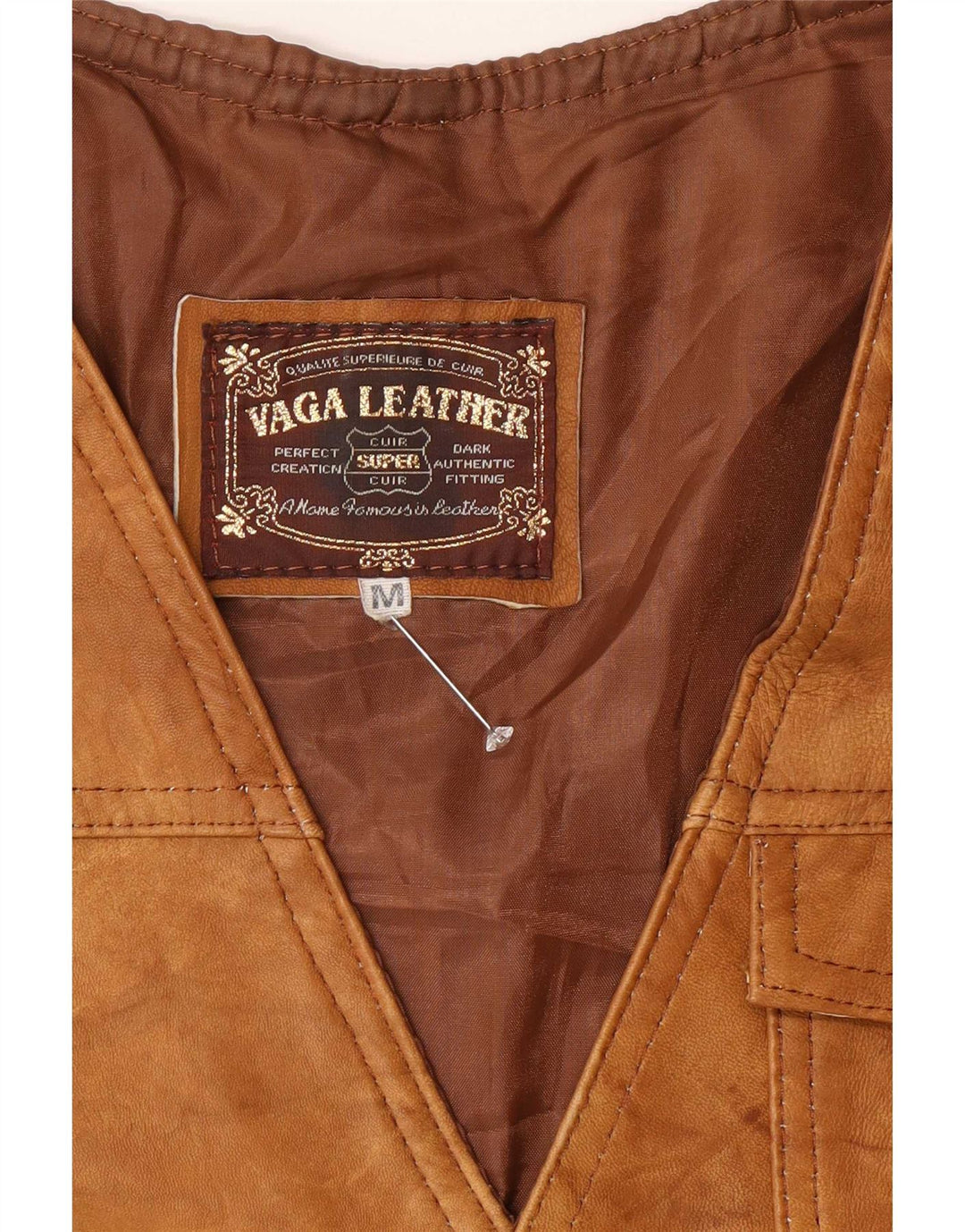 Giacca utilitaria in pelle vintage da uomo UK 38 Marrone medio
