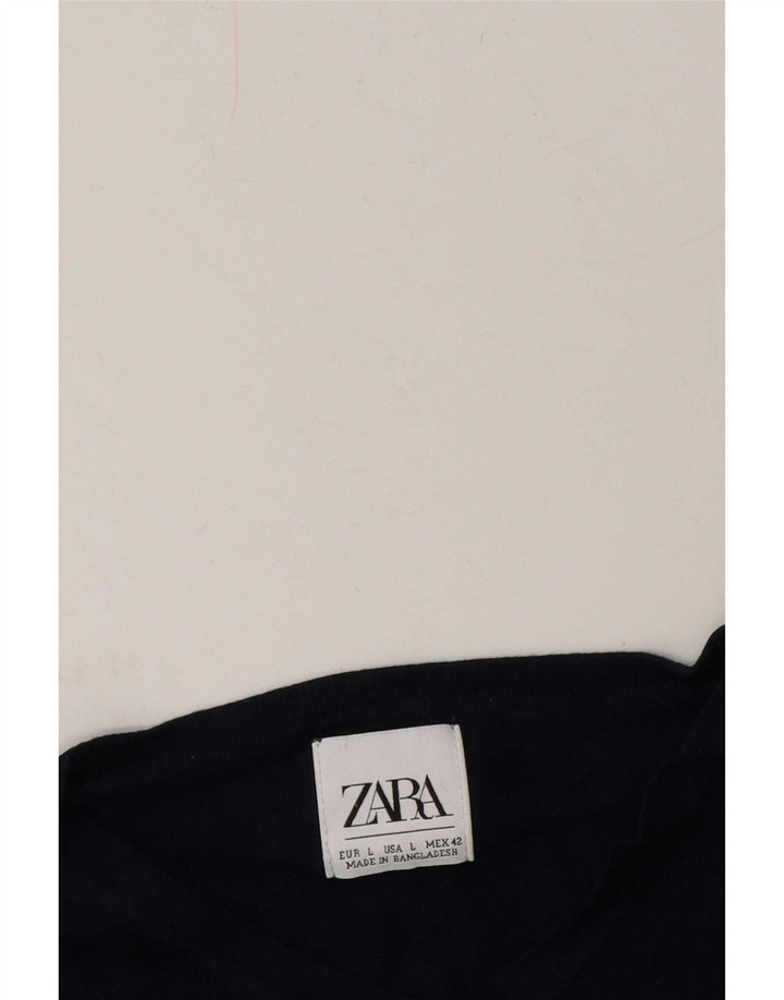 Maglione Zara da uomo con scollo a V grande blu navy