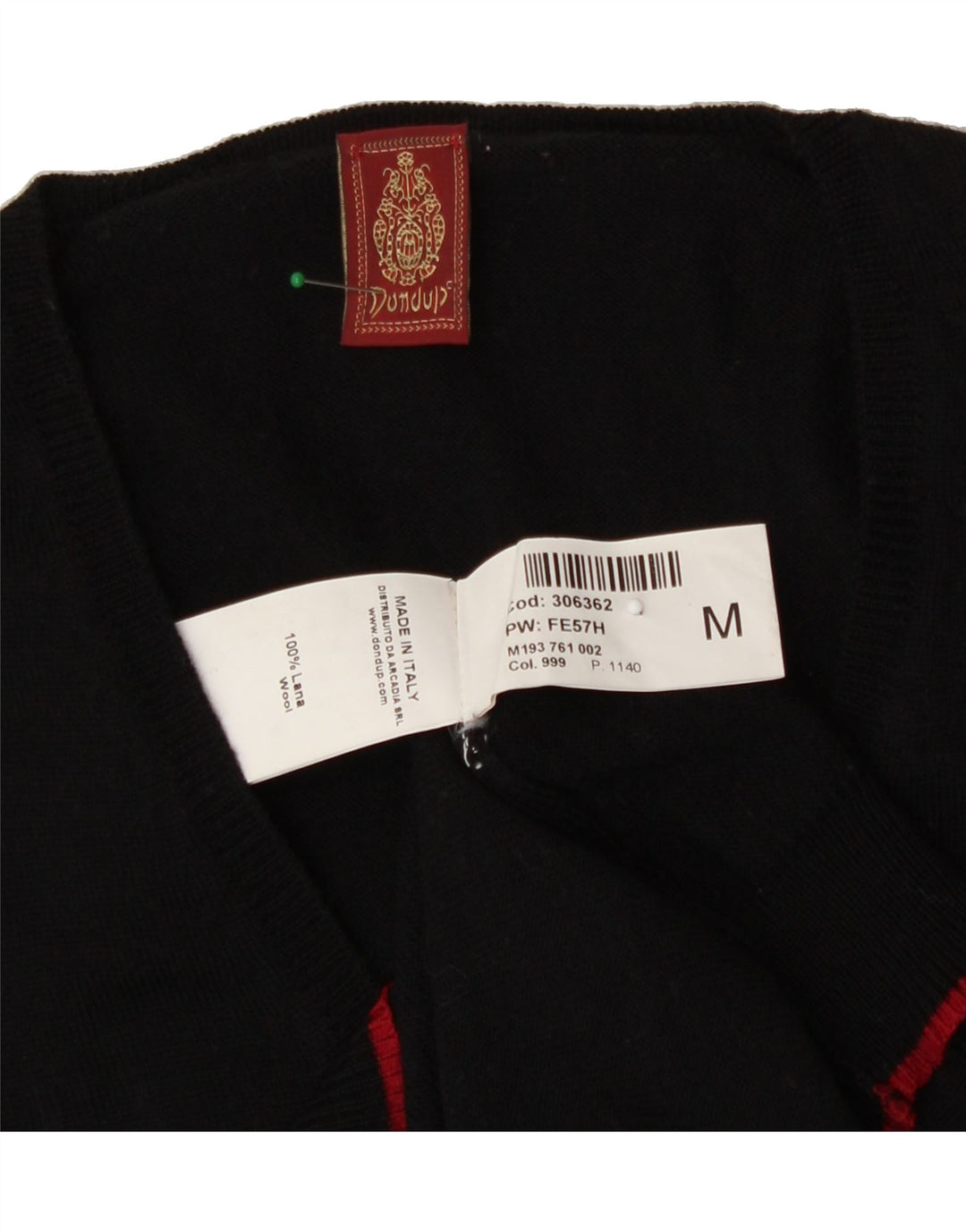 DONDUP Womens V-Neck Jumper Sweater UK 12 Medium Black Wool Vintage Dondup and Second-Hand Dondup from Messina Hembry 