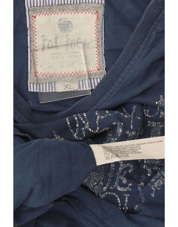 T-shirt grafica da uomo Fat Face Top XL in cotone blu
