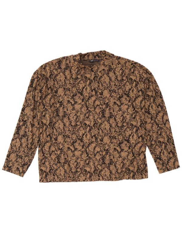 Marks & Spencer Top da donna a maniche lunghe UK 16 grande stampa animalier marrone