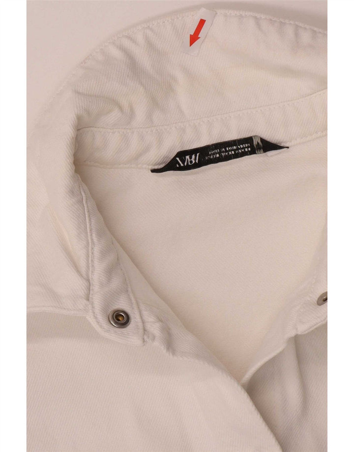 Camicia in denim oversize da donna Zara UK 6 XS cotone bianco