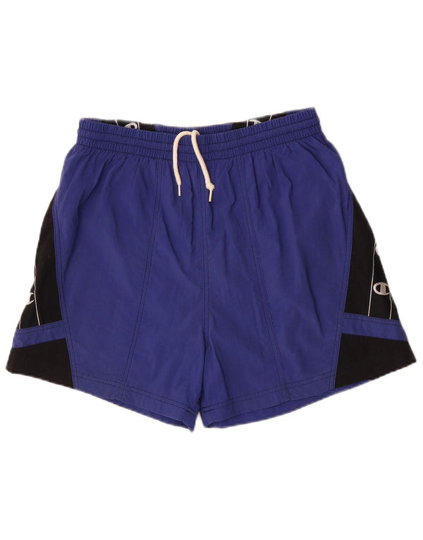 Pantaloncini sportivi con grafica da uomo Champion, grandi, blu, color block, in poliammide