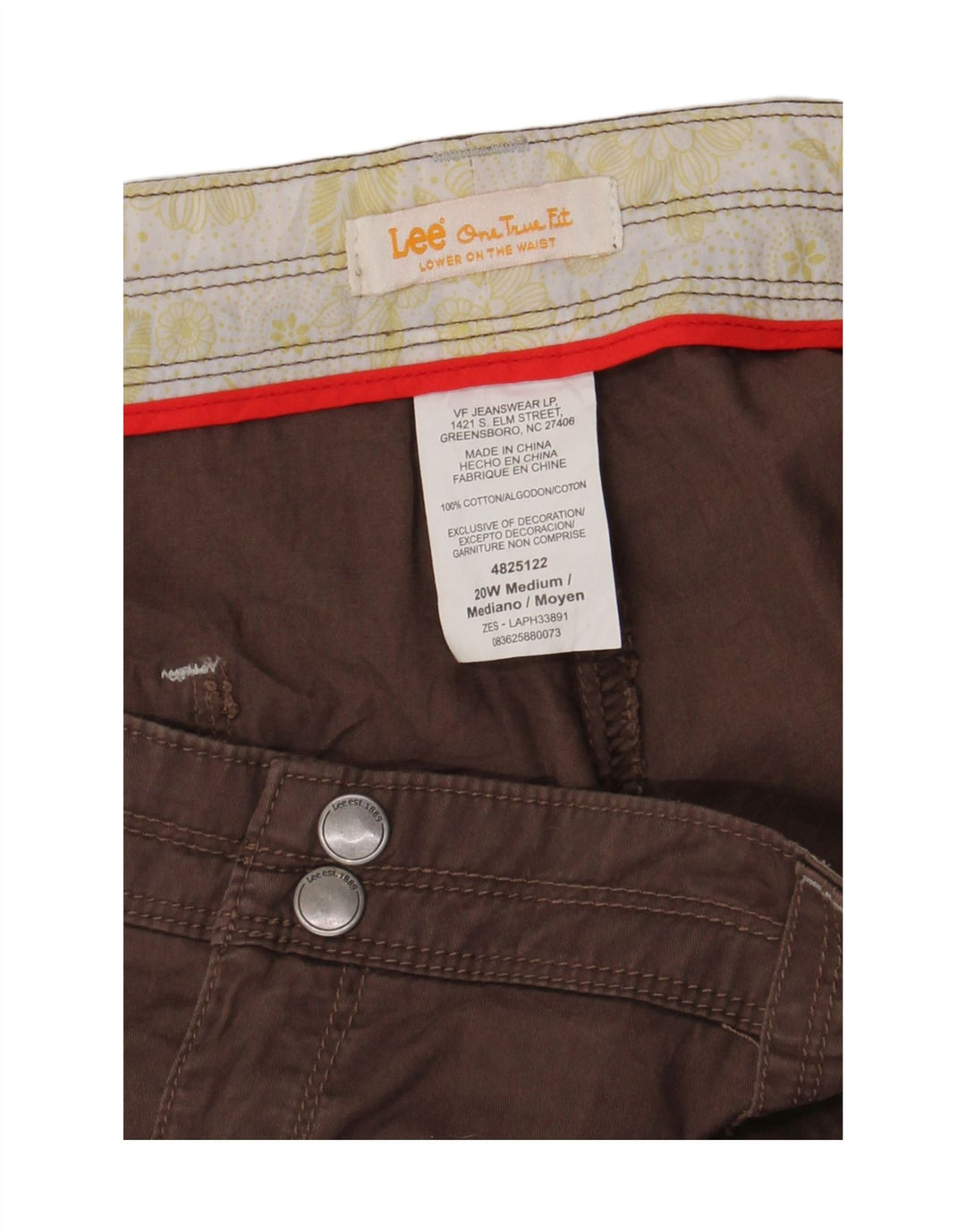 Pantaloncini cargo Lee da donna taglie forti US 20 XL W40 cotone marrone