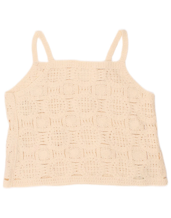 Top Zara per ragazze all'uncinetto, 6-7 anni, bianco sporco floreale