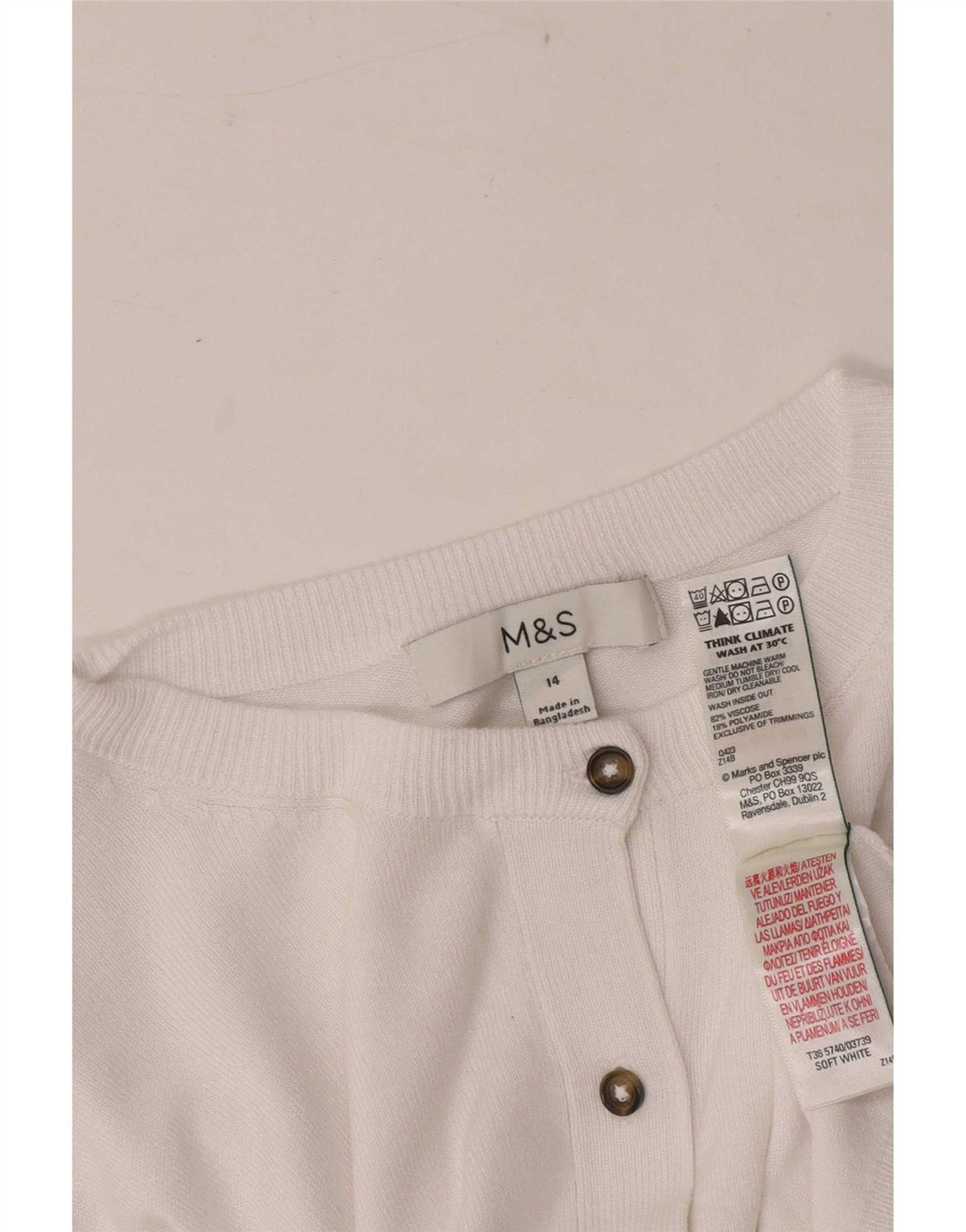Maglione cardigan da donna Marks & Spencer UK 14 Viscosa bianca media