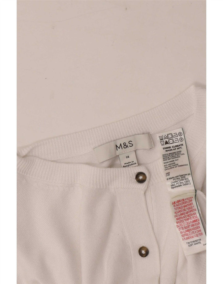 Maglione cardigan da donna Marks & Spencer UK 14 Viscosa bianca media