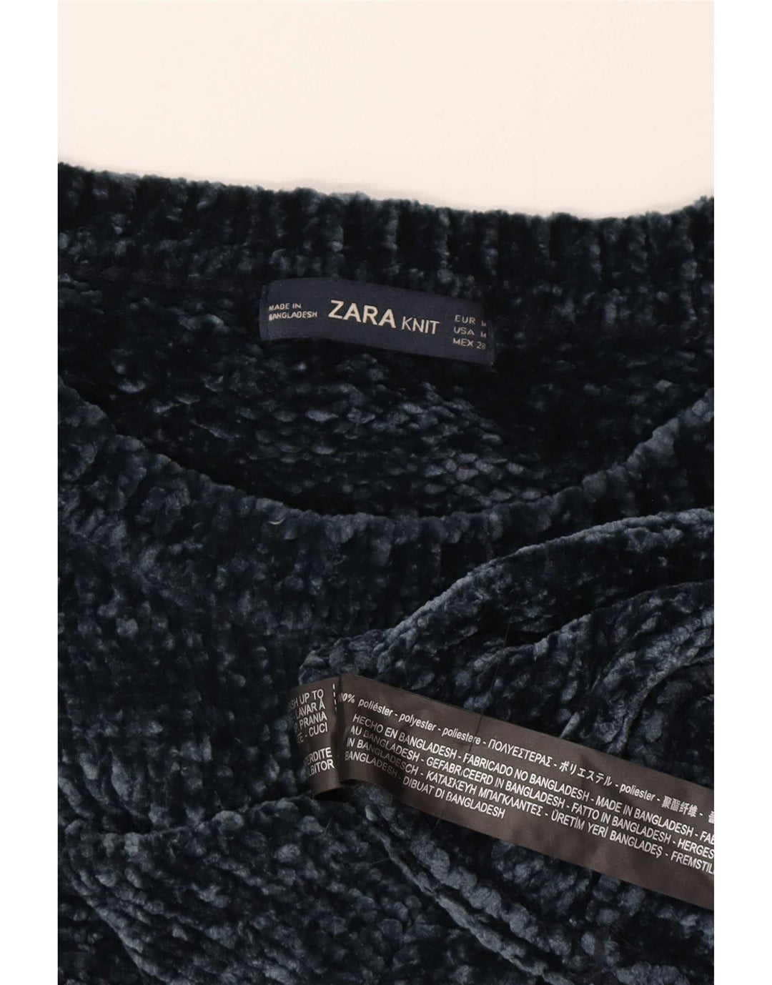Maglione maglione girocollo oversize da donna Zara UK 14 blu navy medio