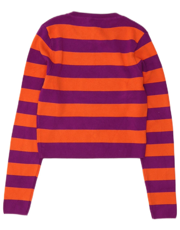 Maglione corto con scollo a barca da donna Zara UK 14 grandi righe viola