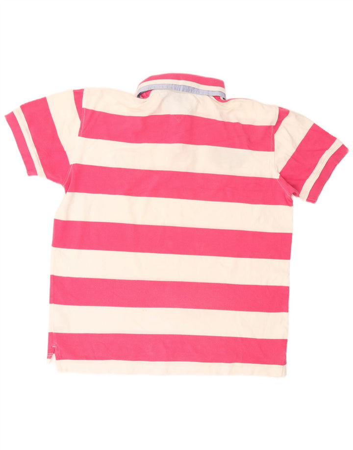 TOMMY HILFIGER Polo grafica da uomo in cotone a righe grandi rosa