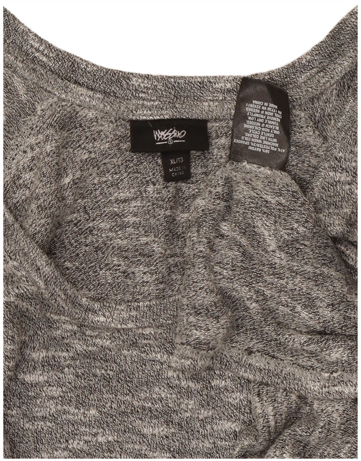 Maglione maglione girocollo asimmetrico da donna MOSSIMO UK 18 XL grigio screziato