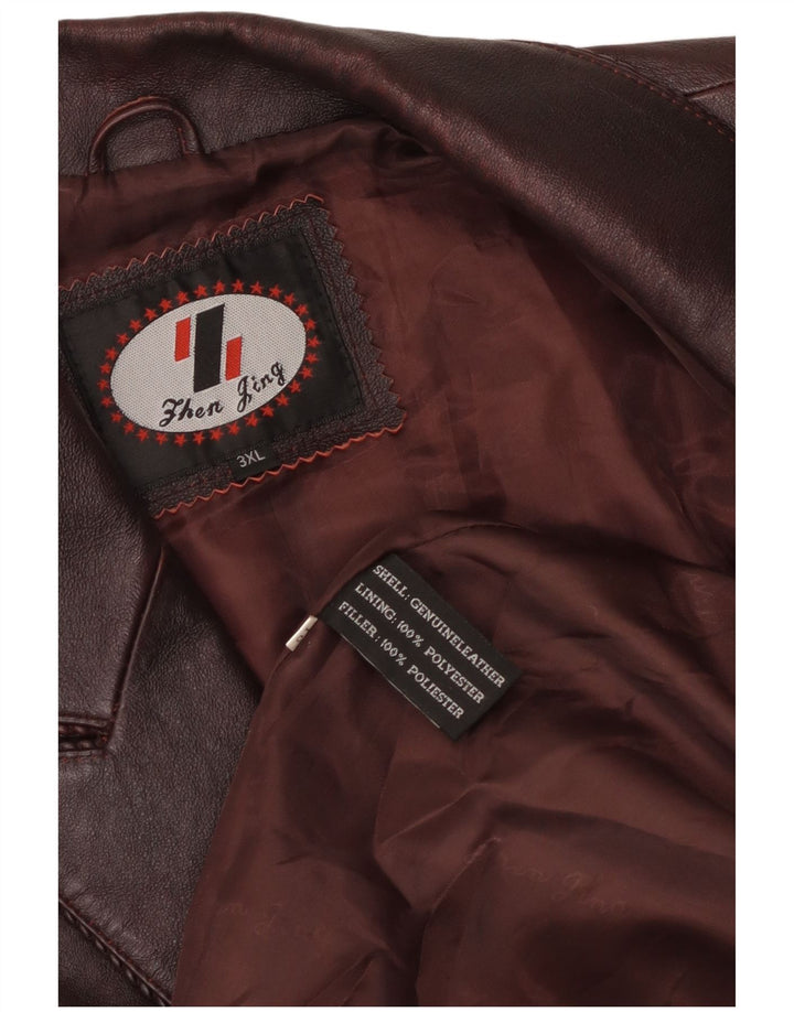 Giacca blazer in pelle vintage da donna a 3 bottoni UK 22 3XL Pelle bordeaux