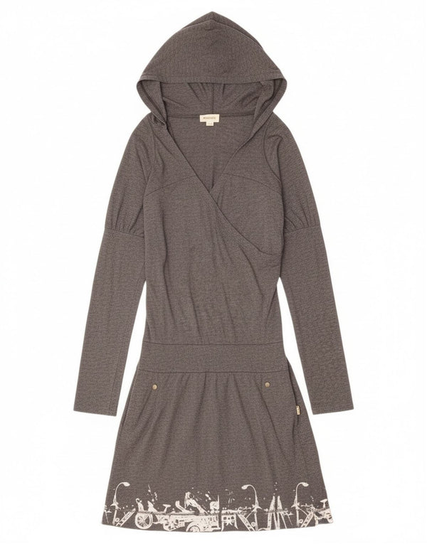 Diesel Abito da donna con cappuccio grafico a maniche lunghe UK 14 Grigio medio chiazzato