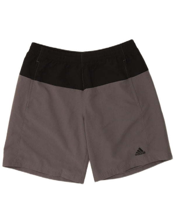 Pantaloncini sportivi da uomo Adidas Large in poliestere color block grigio