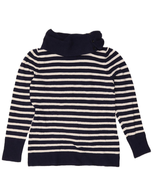 Maglione maglione a collo alto da donna Gap UK 16 Grande cotone a righe blu navy