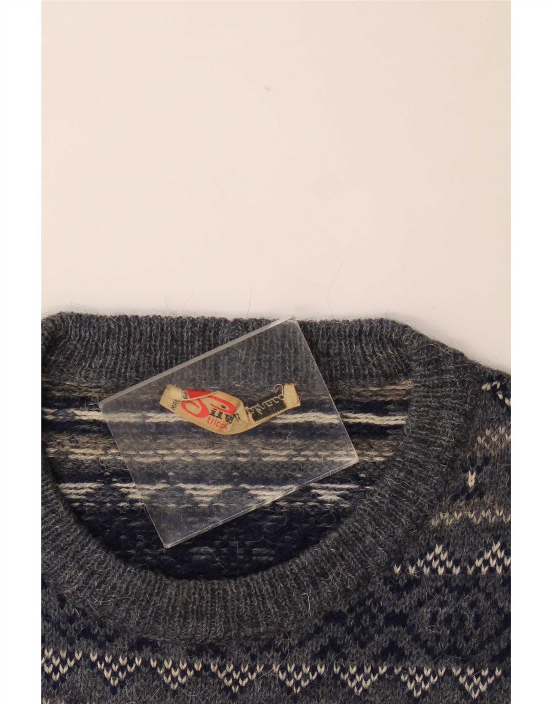Maglione maglione girocollo da uomo Silvy IT 50 Medio Blu Navy Fair Isle