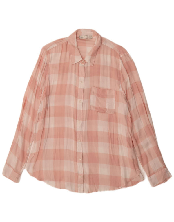 Camicia di flanella da donna Abercrombie & Fitch UK 18 XL Viscosa a quadri rosa