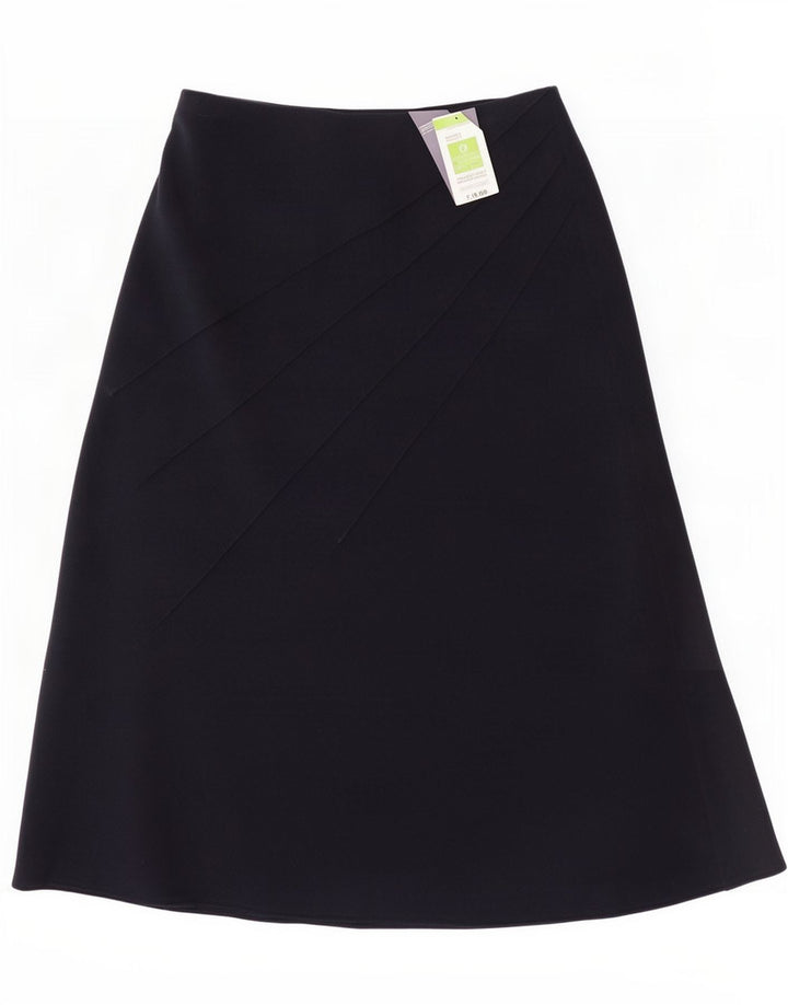 Gonna longuette da donna Marks & Spencer UK 12 media W33 poliestere blu navy
